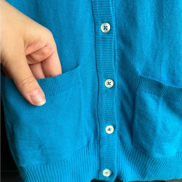 Y2k Hollister light Blue V-Neck 3/4 Sleeve Cardigan Sweater Size XS - Picture 4 of 9